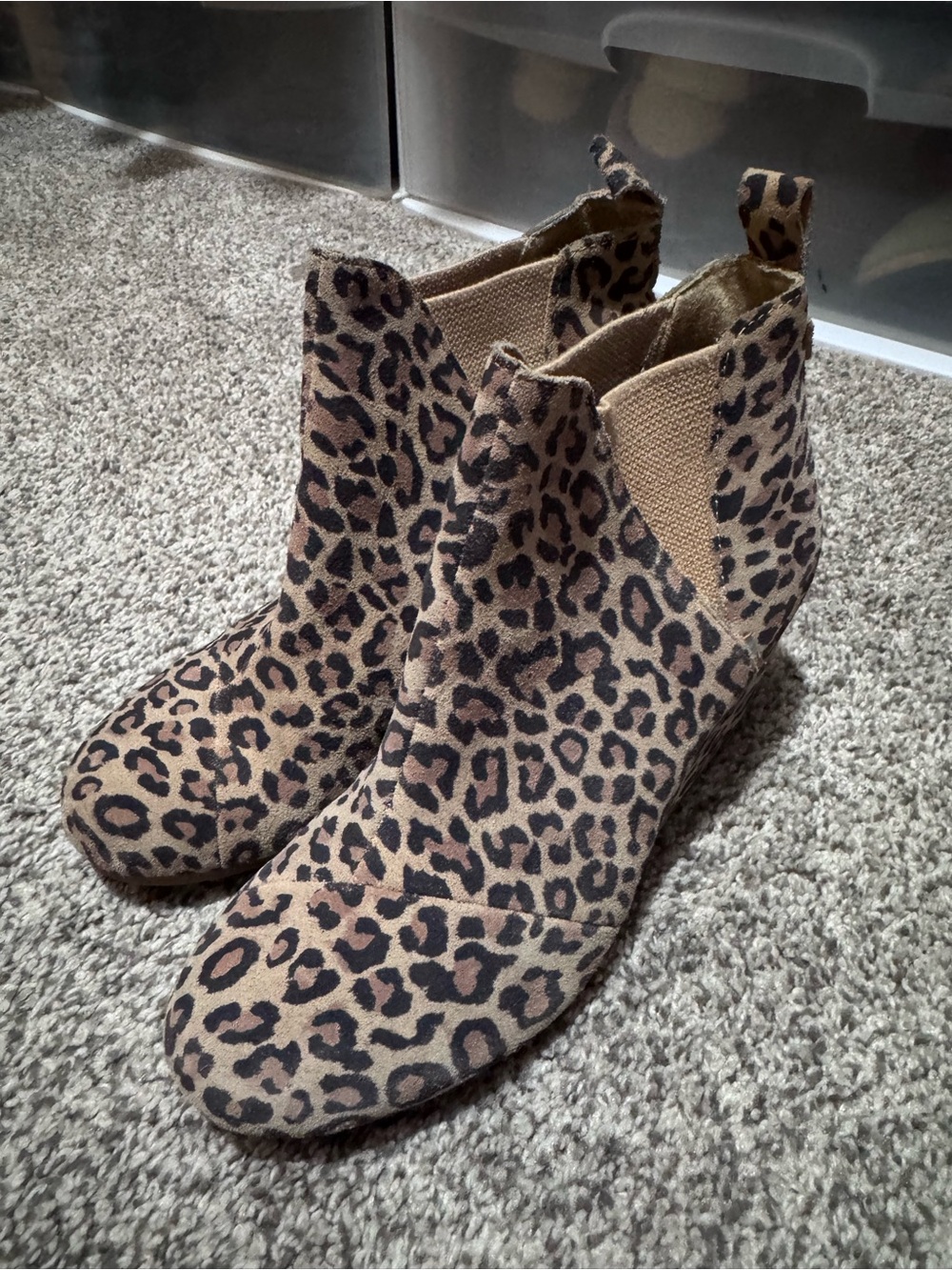 Toms Leopard Print Ankle Booties - Tan & Black